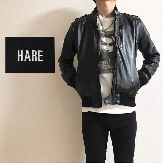 HARE(ハレ)の【HAREハレ/本革ラムレザーライダースジャケット】ブラック メンズのジャケット/アウター(レザージャケット)の商品写真