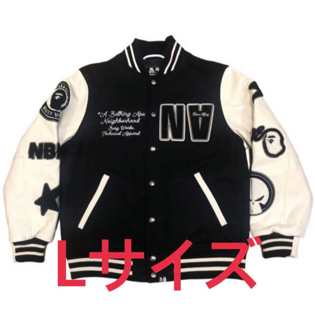 BAPE NBHD Varsity Jacket Black/White L