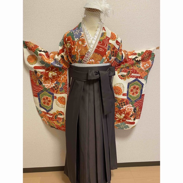 卒業式 新品 未使用 高級、❺点セット二尺袖 女袴 長襦袢 レトロ