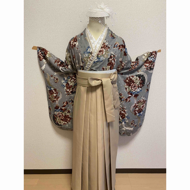 卒業式 新品 未使用 高級、➂点セット二尺袖 女袴 長襦袢 レトロ