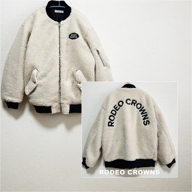 【RODEO CROWNS】バックビックロゴ ボンバーボアジャケット
