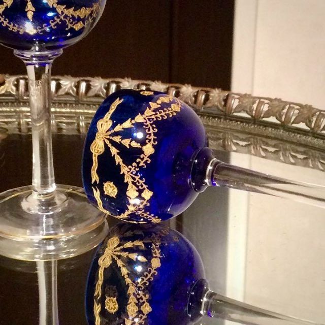 Baccarat - 極希少 オールドサンルイ ブルーリボンガーランド金彩