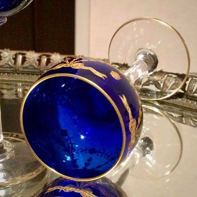 Baccarat - 極希少 オールドサンルイ ブルーリボンガーランド金彩