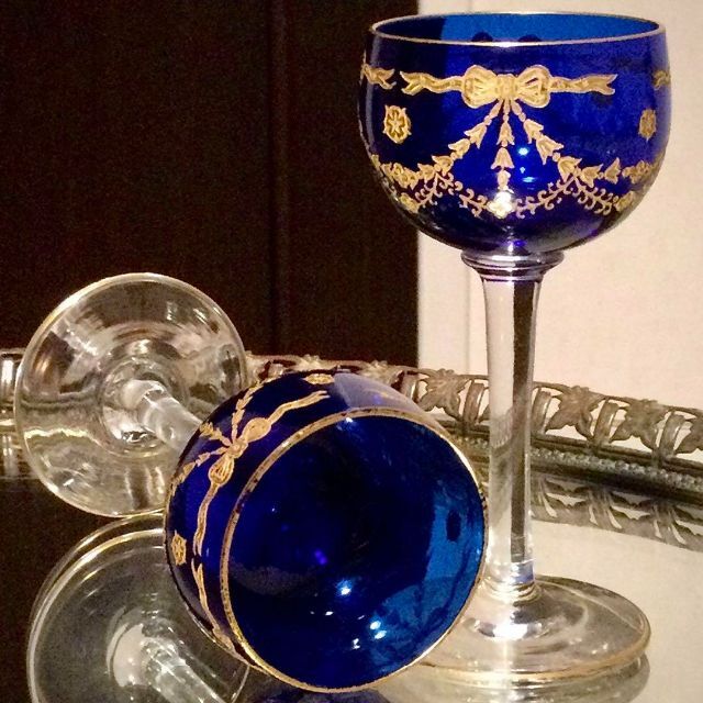 Baccarat - 極希少 オールドサンルイ ブルーリボンガーランド金彩