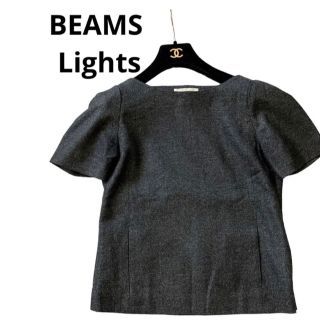 ビームスライツ(BEAMS LIGHTS)の美品BEAMS Lightsビームスライツグレーウール半袖トップス　38(シャツ/ブラウス(半袖/袖なし))