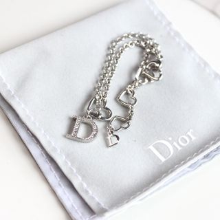 美品 ディオール CDロゴ ハート ブレスレット メッキ レディース Dior 【222-24418】