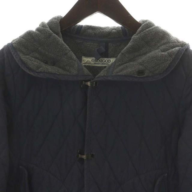 OMNIGOD(オムニゴッド)のOMNIGOD キルティングコート ロング丈 フード アウター 2 M 紺 メンズのジャケット/アウター(その他)の商品写真