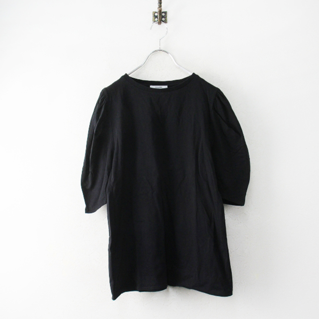 Deuxieme Classe ドゥーズィエムクラス CELERI セルリ コットン PUFF Tシャツ /ブラック パフスリーブ トップス-.【2400013160773】