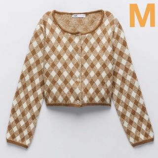 ザラ(ZARA)のZARA ザラ アーガイル柄 ニット カーディガン【M】(カーディガン)