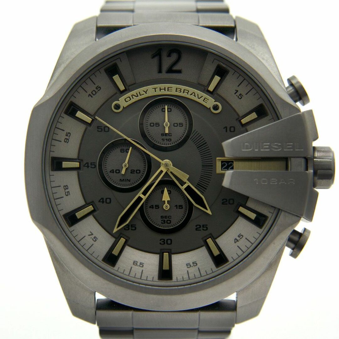 美品 ディーゼル 腕時計 メガチーフ クロノグラフ DZ446 ガンメタ メンズ