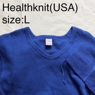 ヘルスニット(Healthknit)のHealthknit(USA)ビンテージコットンリブVネックLSカットソー(Tシャツ/カットソー(七分/長袖))