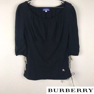 バーバリーブルーレーベル(BURBERRY BLUE LABEL)の美品 BURBERRY BLUE LABEL 7分袖カットソー ブラック(カットソー(長袖/七分))