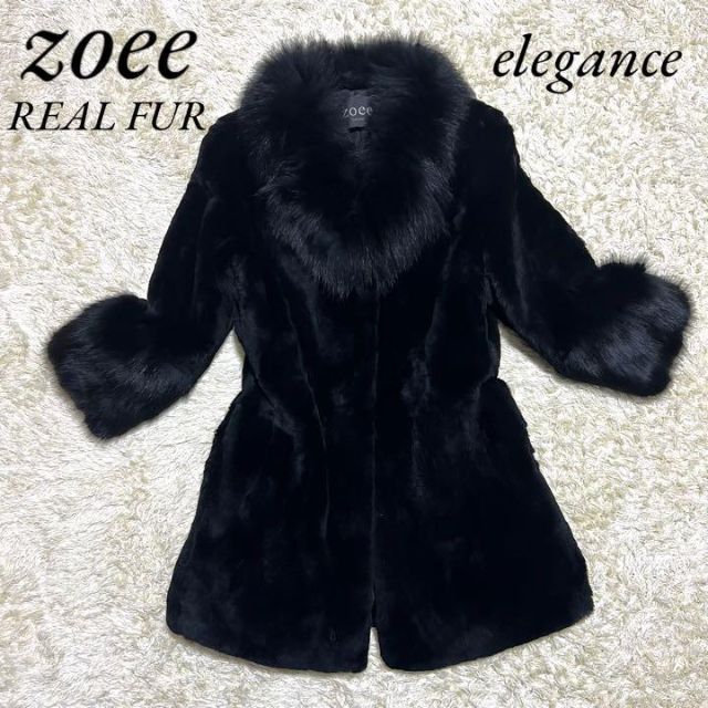 美品☆zoee 女優襟 エレガント リアルファーコート XXL 超歓迎された