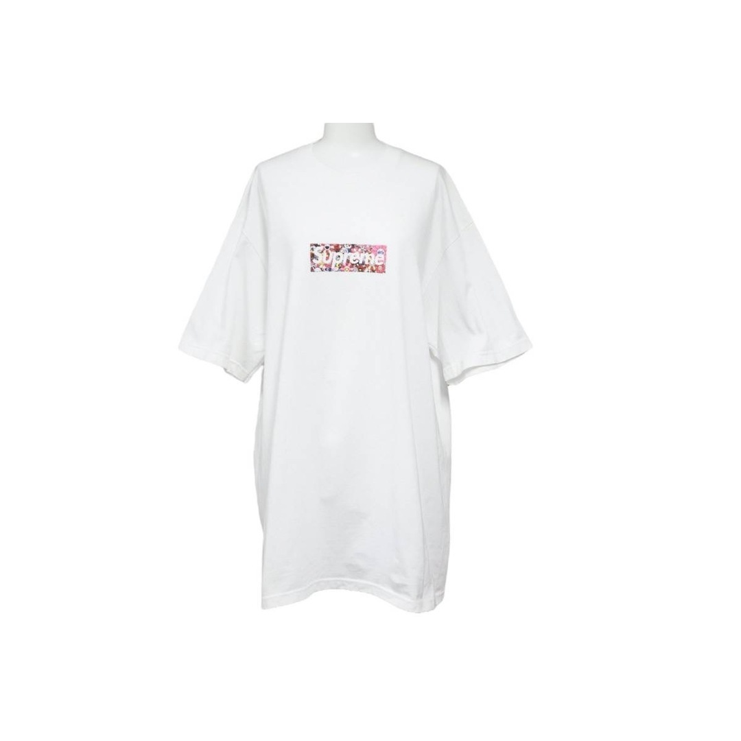 Supreme(シュプリーム)のSupreme×村上隆 シュプリーム×村上隆 ボックスロゴＴシャツ カイカイキキ ホワイト マルチカラー メンズ サイズL 良好 中古 46030 レディースのトップス(Tシャツ(半袖/袖なし))の商品写真