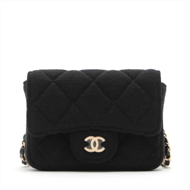 CHANEL シャネル ココマーク コットンショルダーバッグ ブラック-