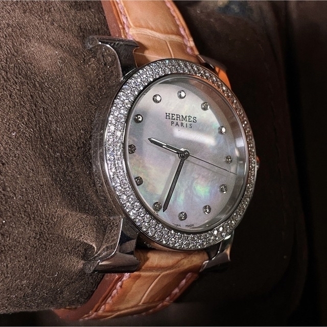 豪奢な ☆美品☆HERMES Hermes エルメスHウォッチ HR1.530 ダイヤベゼル ロンド 腕時計