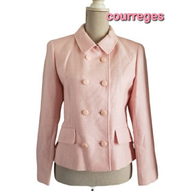 未使用品レベル　保管シワ　courreges　日本製　綺麗なピンクのジャケット