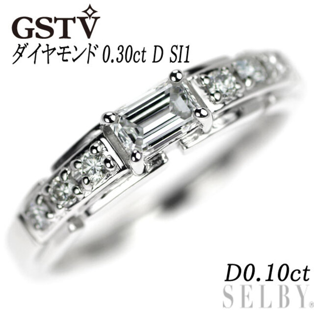 50%OFF】 GSTV Pt950 エメラルドカットダイヤ ダイヤモンド リング