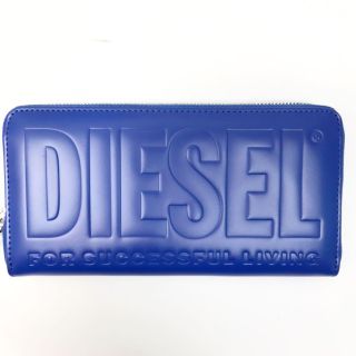 ディーゼル(DIESEL)の訳あり　DIESEL 長財布　ラウンドファスナー　BIGロゴ　ブルー(長財布)