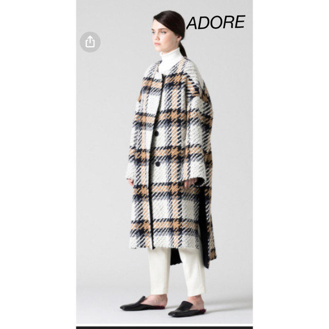 ADORE(アドーア)のADORE アドーア チェックコート オーバーサイズ ロングコート38 レディースのジャケット/アウター(ロングコート)の商品写真