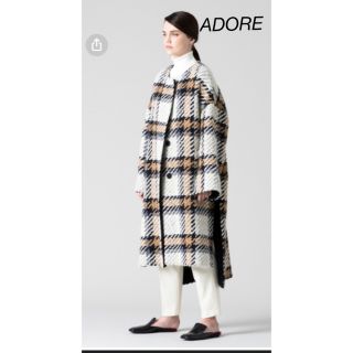 アドーア(ADORE)のADORE アドーア チェックコート オーバーサイズ ロングコート38(ロングコート)