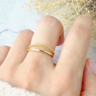 重ね付け風　華奢リング　ゴールド　フリーサイズ　指輪　ete agete 好きへ(リング(指輪))