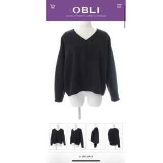 オブリ(OBLI)の新品　OBLI Vネックウールトップス/ブラック(チュニック)