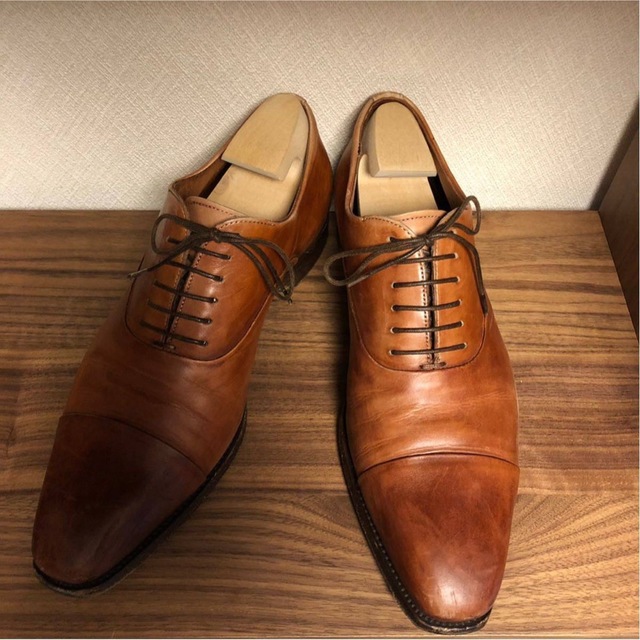 お買い物マラソン限定☆ ◇極美品 Santoni 内羽根式ストレートチップ