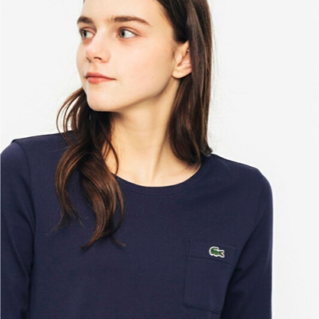 LACOSTE(ラコステ)のLACOSTE ❤︎ ボートネックTシャツ ❤︎ 7分袖 ❤︎ ネイビー レディースのトップス(カットソー(長袖/七分))の商品写真