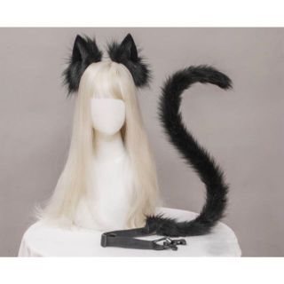再入荷！猫耳＆尻尾セット　コスプレ/ロリィタ　ブラック1/18(衣装一式)