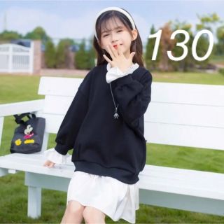 【130】ミドル丈トップス 女の子 韓国子供服(ワンピース)