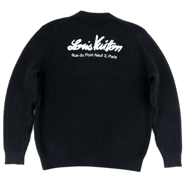 LOUIS VUITTON - 美品 ルイ・ヴィトン 21SS バックロゴ ニットセーター メンズ 黒 L コットン ポリエステル LOUIS VUITTON