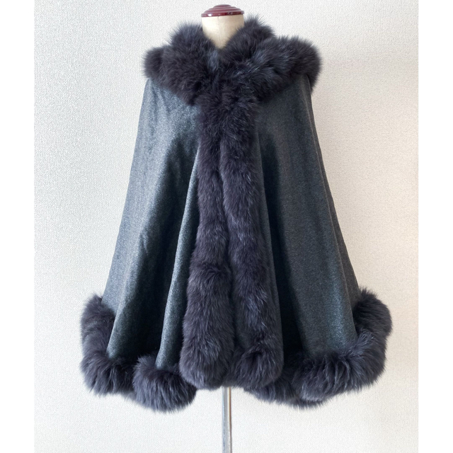 即購入OK!かなり美品SAGA FURS カシミア フォックス ファー ポンチョ