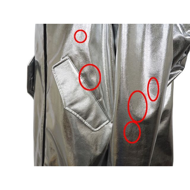 Y's(ワイズ)の【未使用品】ワイズ Y's シルバー箔 ファーフードコート アルカンターラ  レディースのジャケット/アウター(ロングコート)の商品写真
