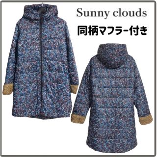 サニークラウズ(Sunny clouds（FELISSIMO）)の【美品】SunnyClouds サニークラウズ　ダウン　コート　花柄　ファー付き(ダウンコート)