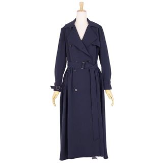 美品 マックスマーラ Max Mara コート 白タグ トレンチコート ジャージー 無地 アウター レディース JI38 USA4 FB36(M相当) ネイビー