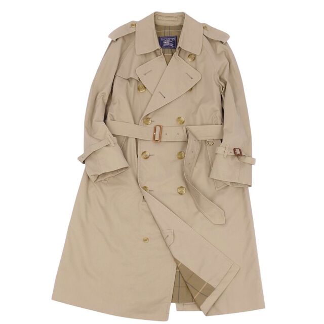 日本限定 Vintage 美品 BURBERRY バーバリー ベージュ 48(M相当) メンズ アウター コットン 裏チェック トレンチコート  英国製 コート Burberrys トレンチコート