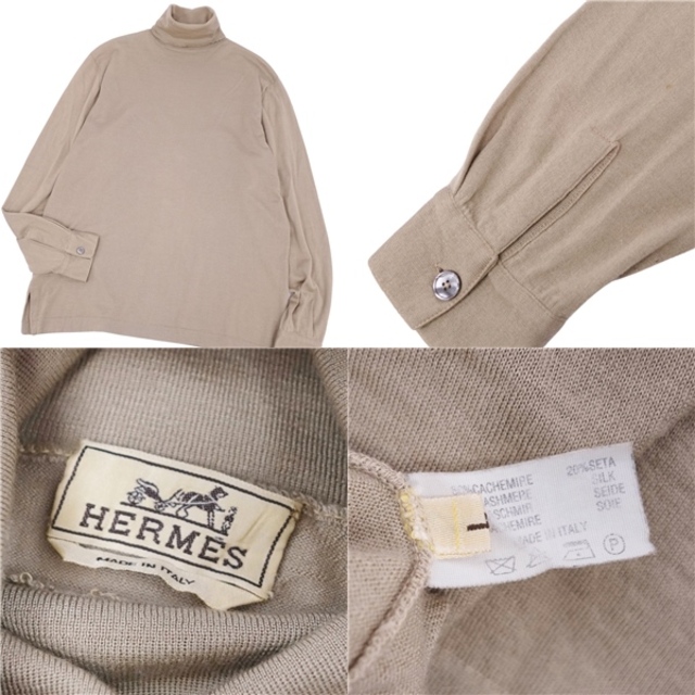 Hermes(エルメス)のエルメス HERMES ニット カシミヤ シルク セーター ハイゲージ タートルネック メンズ トップス L ベージュ メンズのトップス(ニット/セーター)の商品写真