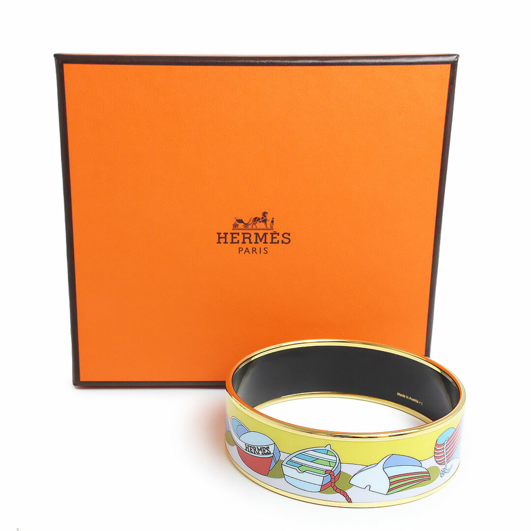 HERMES エルメス エマイユ バングル シルバー オレンジ 極美品☆