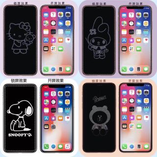 iPhone 高品質 強化ガラス 全面保護フィルムシール かわいい(保護フィルム)