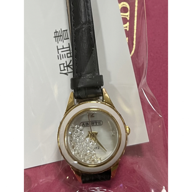 ABISTE(アビステ)の新品　アビステ　ABISTE  腕時計　保証書付　ブラック革ベルト　可動品　 レディースのファッション小物(腕時計)の商品写真