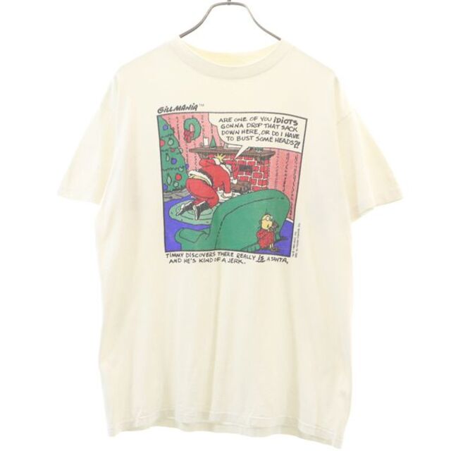 DELTA 90s USA製 半袖 Tシャツ L ホワイト  サンタ プリント  メンズ 【200423】