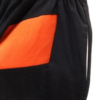 【中古】 ワイド デザイン パンツ 黒×オレンジ メンズ 【200423】の