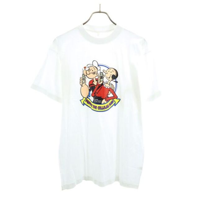 美品  90s ポパイ オリーブ プリント 半袖 Tシャツ L ホワイト  メンズ  200424