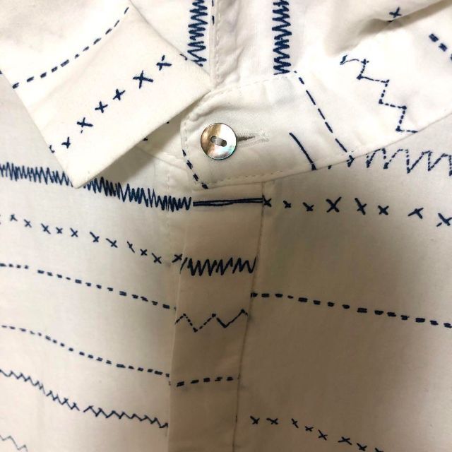 numeヌメ 個性的なステッチ柄シャツ 長袖 コットン 可愛い