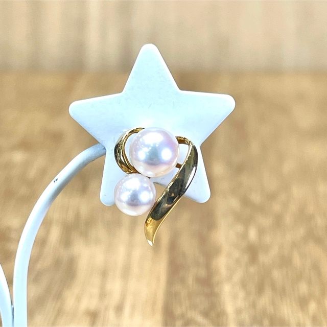 可愛い!k18 ベビーパール ハート ピアス 2.83g M1152-