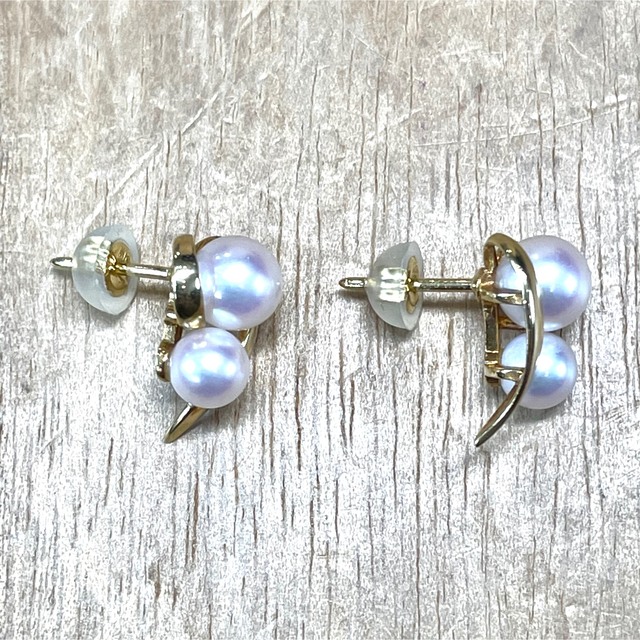 可愛い!k18 ベビーパール ハート ピアス 2.83g M1152-