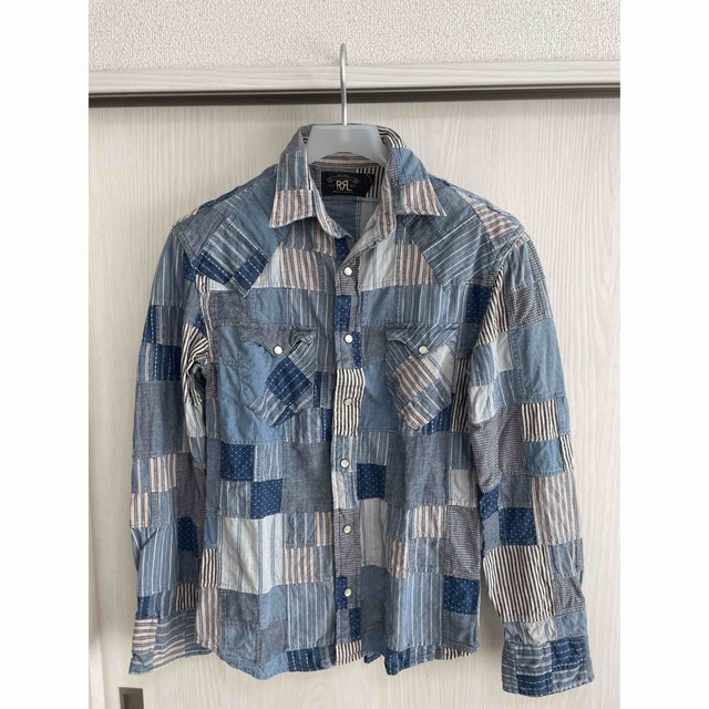 73440円RRL 本藍染め パッチワーク ウエスタン シャツ インディゴ メンズ