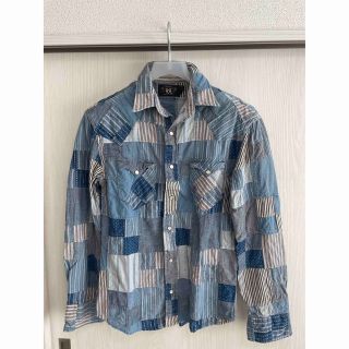 ダブルアールエル(RRL)のRRL 本藍染め パッチワーク ウエスタン シャツ インディゴ メンズ(シャツ)