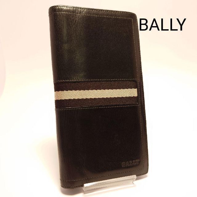 バリー BALLY 財布 ブラック リボンライン レザー - 長財布